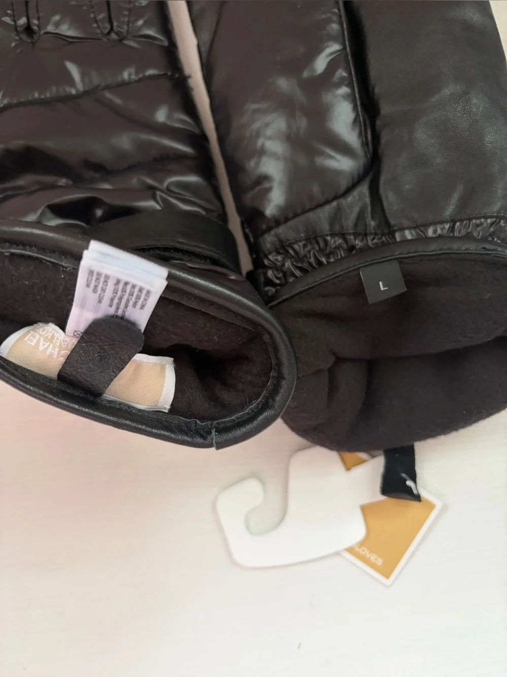 Michael Kors Quilted Nylon and Leather Tech Gloves.
